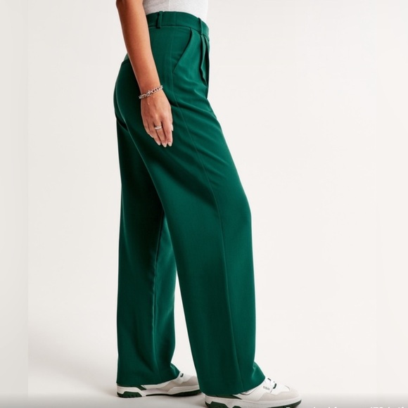 Abercrombie Sloan Wide Leg Tailored Pants - Green - Picture 2 of 5